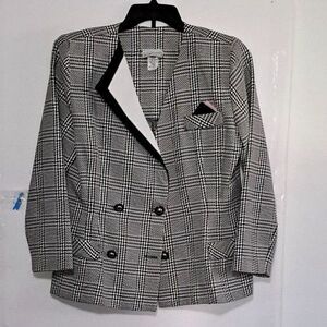 A Cary Robbins Women's Blazer Suit Jacket Houndstooth Plaid Vintage 80's Sz 12P